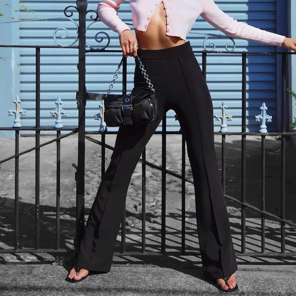Princess Polly Black Mini Flared Pants